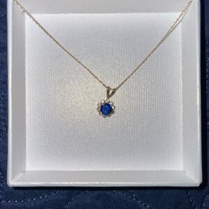 Sapphire and white crystal necklace
